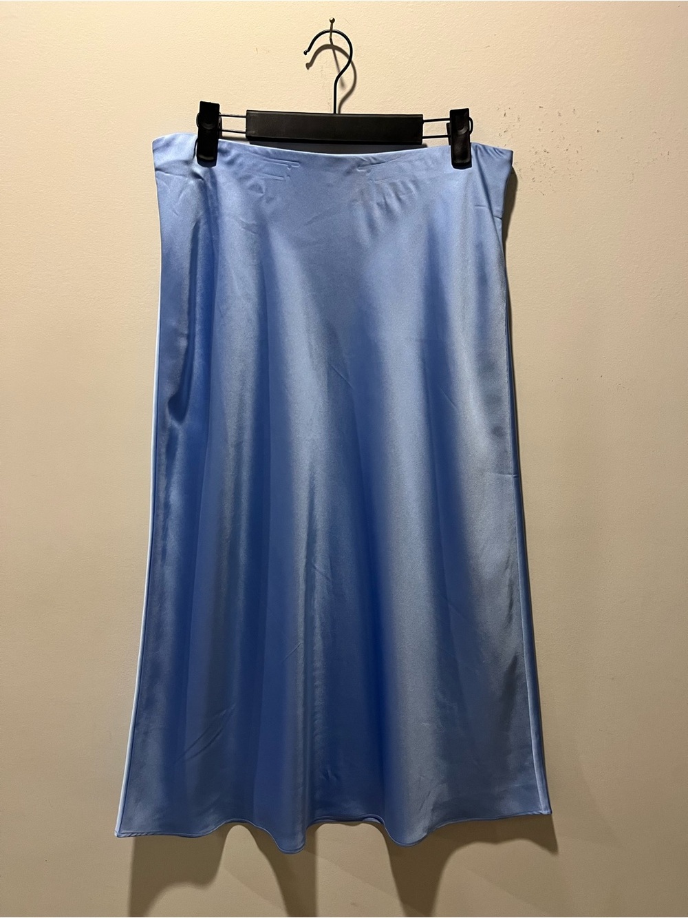 J. Crew Gwyneth Satin Midi Slip Skirt Light Blue M Elegant Quiet Luxury